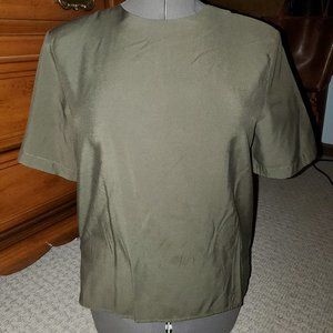 VINTAGE 80s Olive Short-Sleeved Blouse